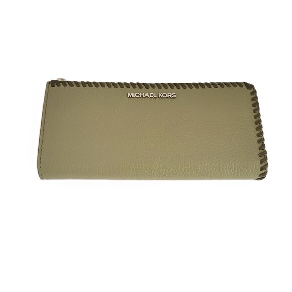 Michael Kors Jet Set Travel Large Three Quarter Zip Wallet Thyme Multi Leather - Picture 1 of 6